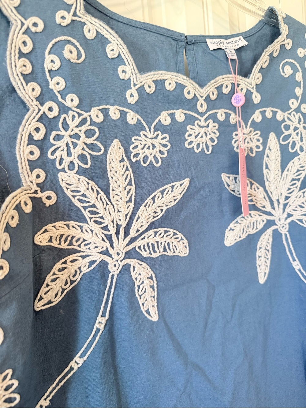 Simply Southern Blue Sleeveless Embroidered Palm Top - Picture 2 of 10